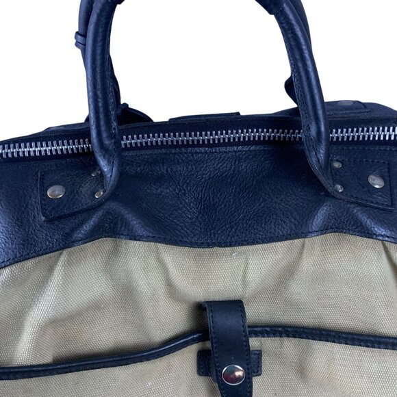 Will Leather Goods Canvas Leather Travel Duffle Bag Carry On Weekender - Picture 10 of 16